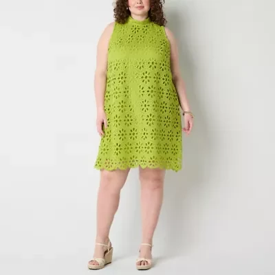 Robbie Bee Womens Sleeveless Shift Dress Plus