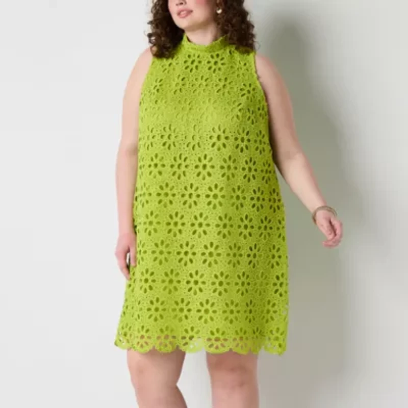 Robbie Bee Womens Sleeveless Plus Shift Dress