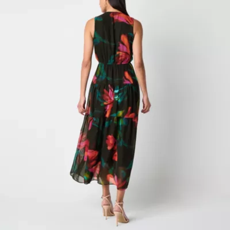 Robbie Bee Womens Sleeveless Floral Maxi Dress