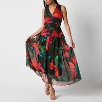 Robbie Bee Womens Sleeveless Floral Maxi Dress