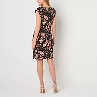 Black Label by Evan-Picone Womens Sleeveless Floral Sheath Dress