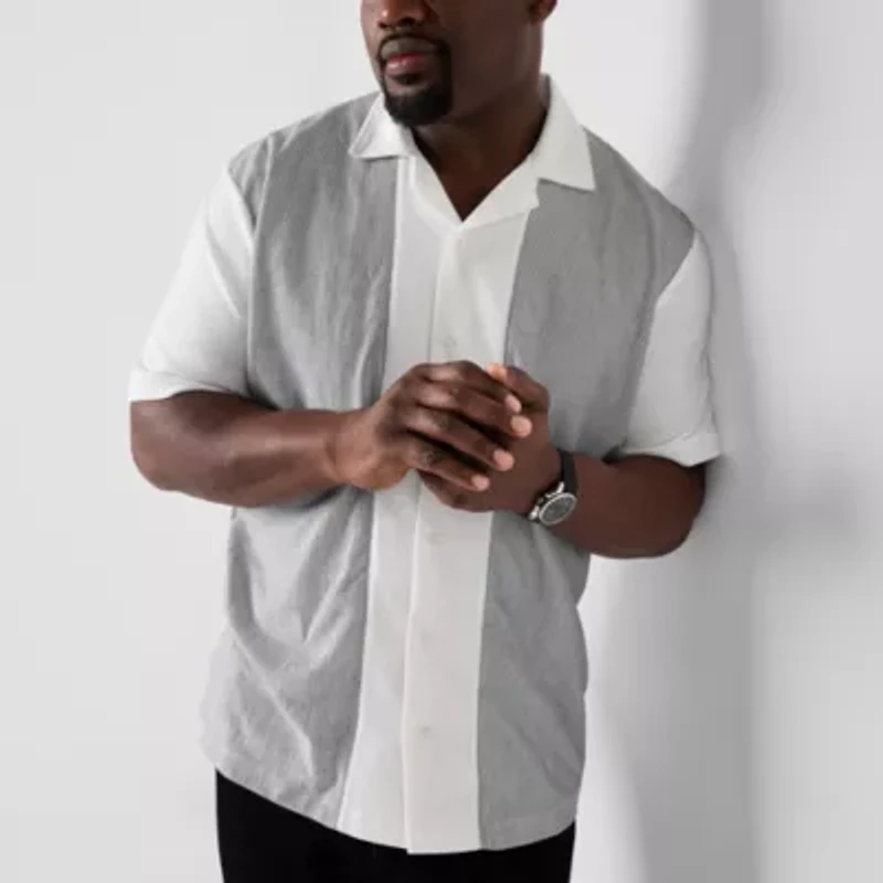 Shaquille O'Neal XLG™ Mens Short Sleeve Big and Tall Camp Shirt