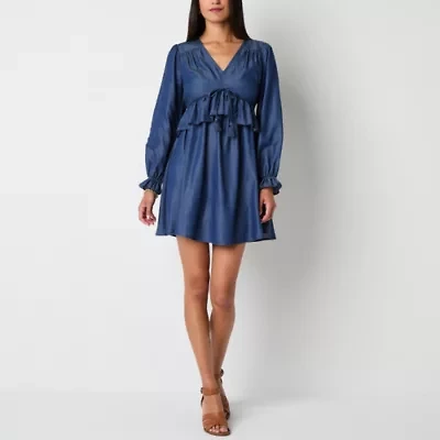 Frye and Co. Womens Long Sleeve Fit + Flare Dress