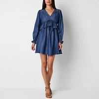 Frye and Co. Womens Long Sleeve Fit + Flare Dress