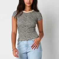 Arizona Womens Crew Neck Short Sleeve Juniors Graphic T-Shirt