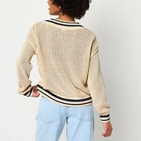 Arizona Juniors Womens V Neck Long Sleeve Pullover Sweater