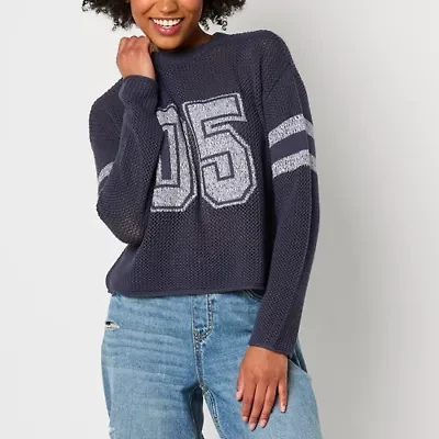 Arizona Juniors Womens Crew Neck Long Sleeve Pullover Sweater