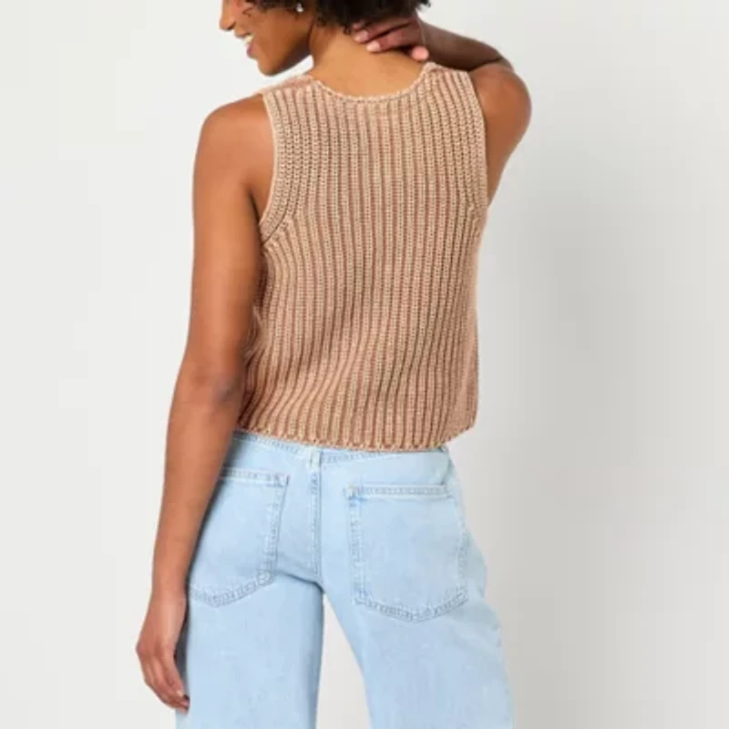 Arizona Womens V Neck Button Juniors Sweater Vest