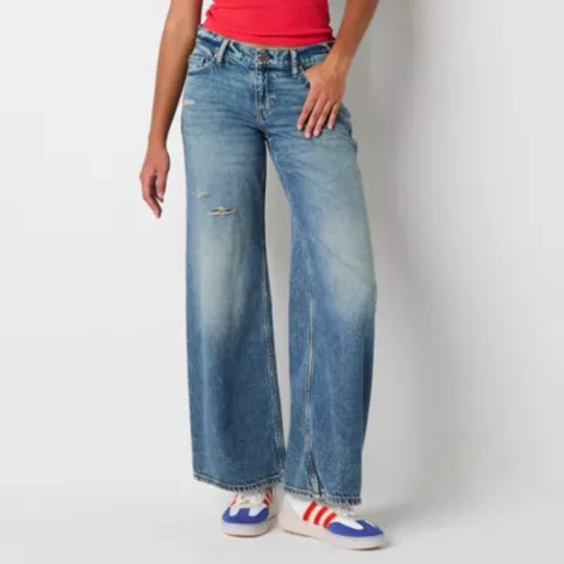 Arizona Juniors Airy Drape Womens Low Rise Baggy Fit Jean