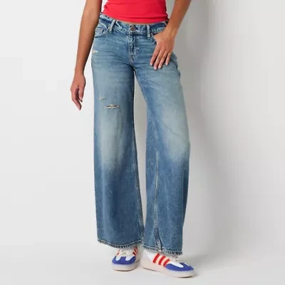 Arizona Juniors Airy Drape Womens Low Rise Baggy Fit Jean