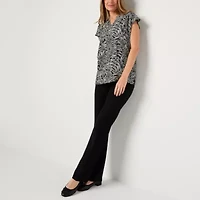 Liz Claiborne Womens Split Crew Neck Short Sleeve Tunic Top