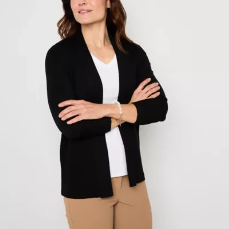 Liz Claiborne Womens Long Sleeve Open Front Cardigan