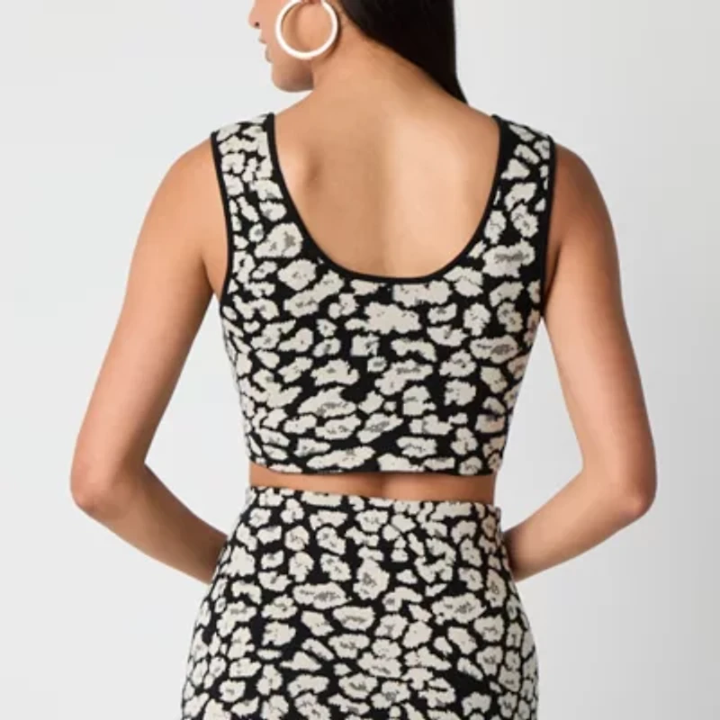 Bold Elements Womens U Neck Sleeveless Cheetah Pullover Sweater