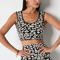 Bold Elements Womens U Neck Sleeveless Cheetah Pullover Sweater