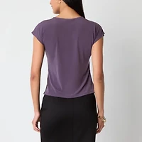 Bold Elements Womens V Neck Short Sleeve Blouse