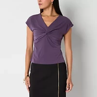 Bold Elements Womens V Neck Short Sleeve Blouse
