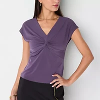 Bold Elements Womens V Neck Short Sleeve Blouse