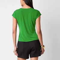 Bold Elements Womens V Neck Short Sleeve Blouse