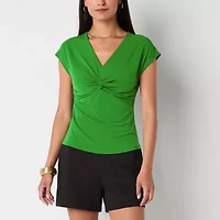 Bold Elements Womens V Neck Short Sleeve Blouse