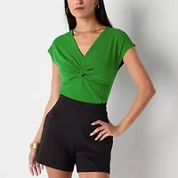 Bold Elements Womens V Neck Short Sleeve Blouse