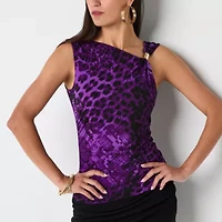 Bold Elements Womens Asymmetrical Neck Sleeveless Blouse