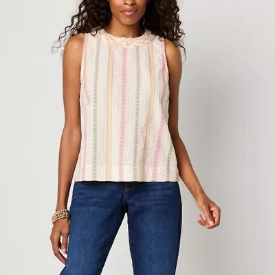 St. John's Bay Womens Crew Neck Sleeveless Shell