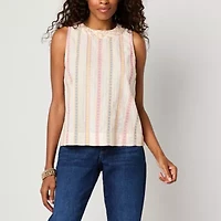 St. John's Bay Womens Crew Neck Sleeveless Shell