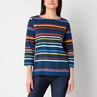 St. John's Bay Womens Boat Neck 3/4 Sleeve T-Shirt