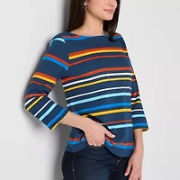 St. John's Bay Womens Boat Neck 3/4 Sleeve T-Shirt