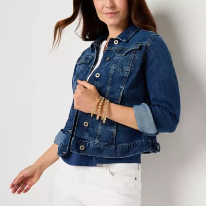 Liz Claiborne Womens Denim Lightweight Jacket