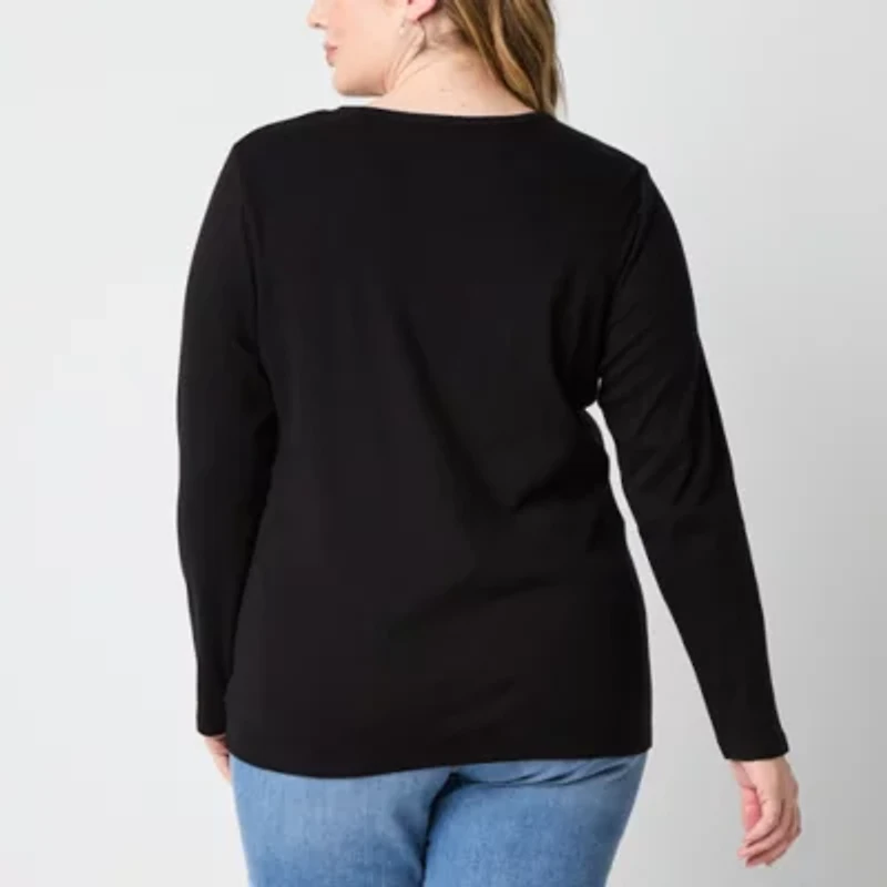 St. John's Bay Womens Crew Neck Long Sleeve T-Shirt