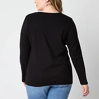 St. John's Bay Womens Crew Neck Long Sleeve T-Shirt