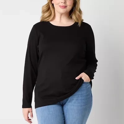 St. John's Bay Womens Crew Neck Long Sleeve T-Shirt