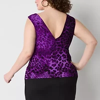 Bold Elements Womens Asymmetrical Neck Sleeveless Plus Blouse