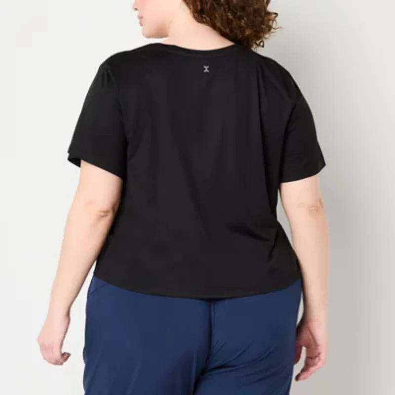 Xersion Everyday Womens Crew Neck Short Sleeve Quick Dry Active Plus T-Shirt