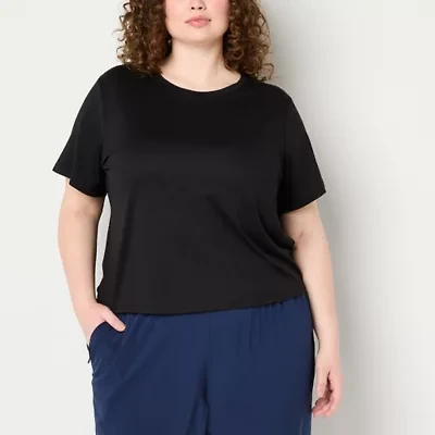 Xersion Everyday Womens Crew Neck Short Sleeve Quick Dry Active Plus T-Shirt
