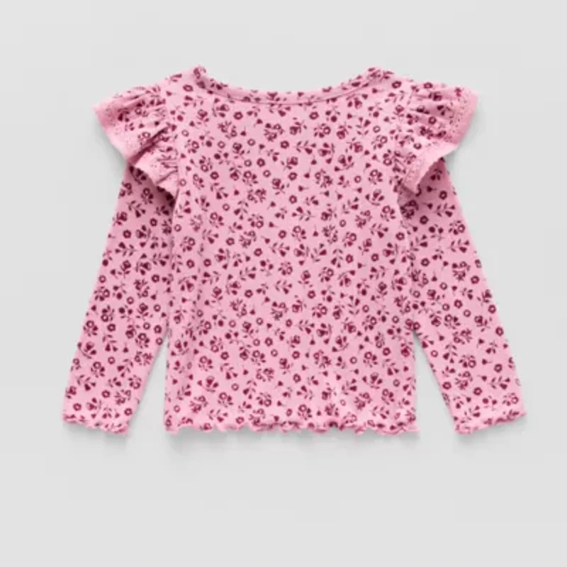 Okie Dokie Baby Girls Round Neck Long Sleeve T-Shirt