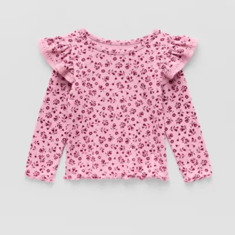 Okie Dokie Baby Girls Round Neck Long Sleeve T-Shirt