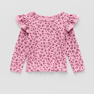 Okie Dokie Baby Girls Round Neck Long Sleeve T-Shirt