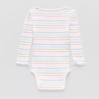 Okie Dokie Baby Girls Round Neck Long Sleeve Rib Bodysuit