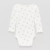 Okie Dokie Baby Girls Round Neck Long Sleeve Rib Bodysuit