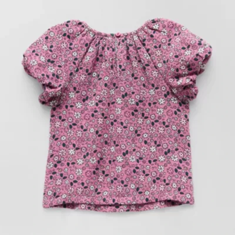 Okie Dokie Toddler & Little Girls Round Neck Short Sleeve Blouse