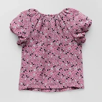 Okie Dokie Toddler & Little Girls Round Neck Short Sleeve Blouse