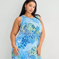 MSK Womens Plus Sleeveless Floral Maxi Dress