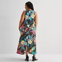 MSK Womens Plus Sleeveless Floral Maxi Dress