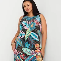 MSK Womens Plus Sleeveless Floral Maxi Dress