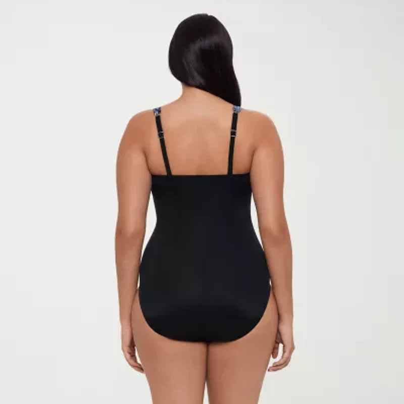 Trimshaper Womens Paisley Moderate Coverage One Piece Swimsuit