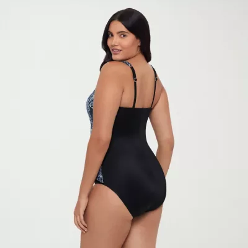 Trimshaper Womens Paisley Moderate Coverage One Piece Swimsuit