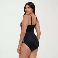Trimshaper Womens Paisley Moderate Coverage One Piece Swimsuit