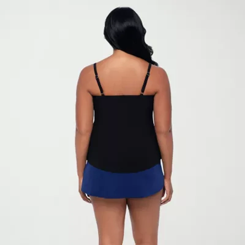 Trimshaper Womens Geo Linear Tankini Swimsuit Top